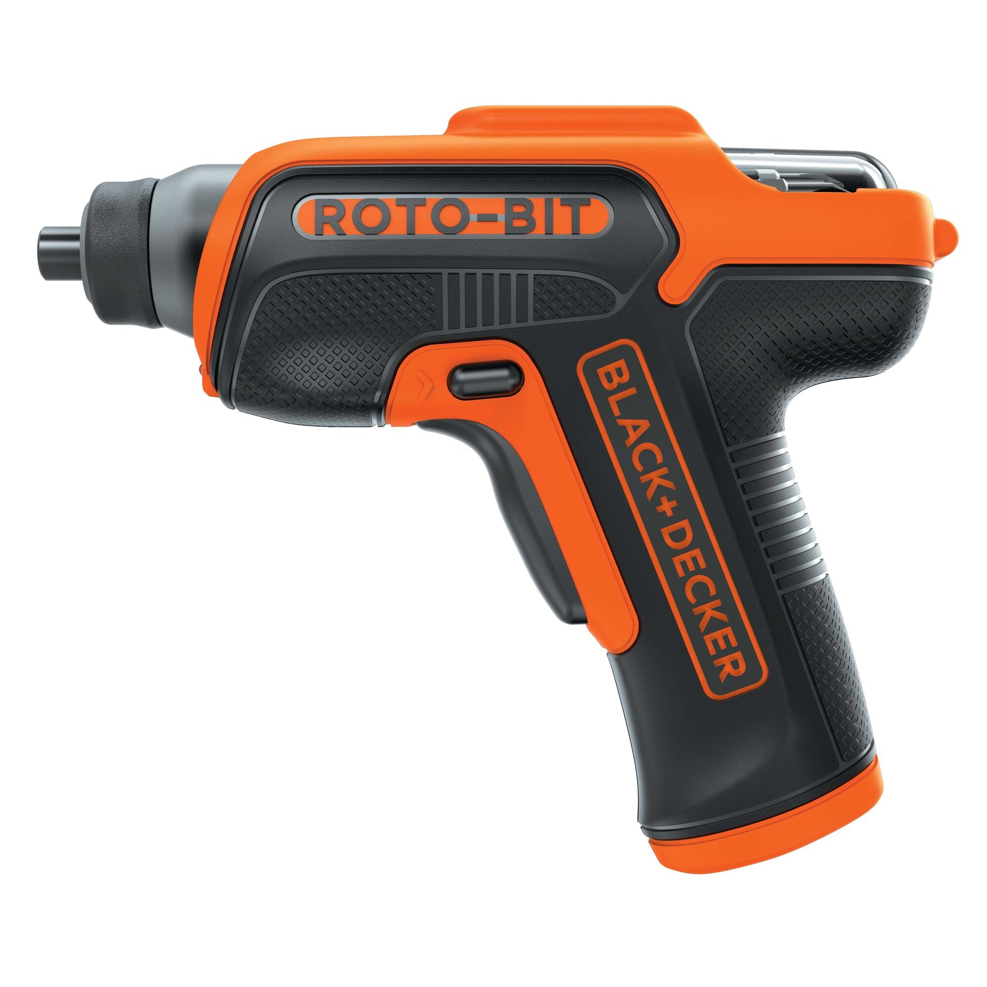 BLACK+DECKER 4V MAX Cordless Screwdriver – ROTO-BIT With 8-Bit Storage Cartridge, LED Light, Lithium Ion Battery, Orange (BDCS50C)
