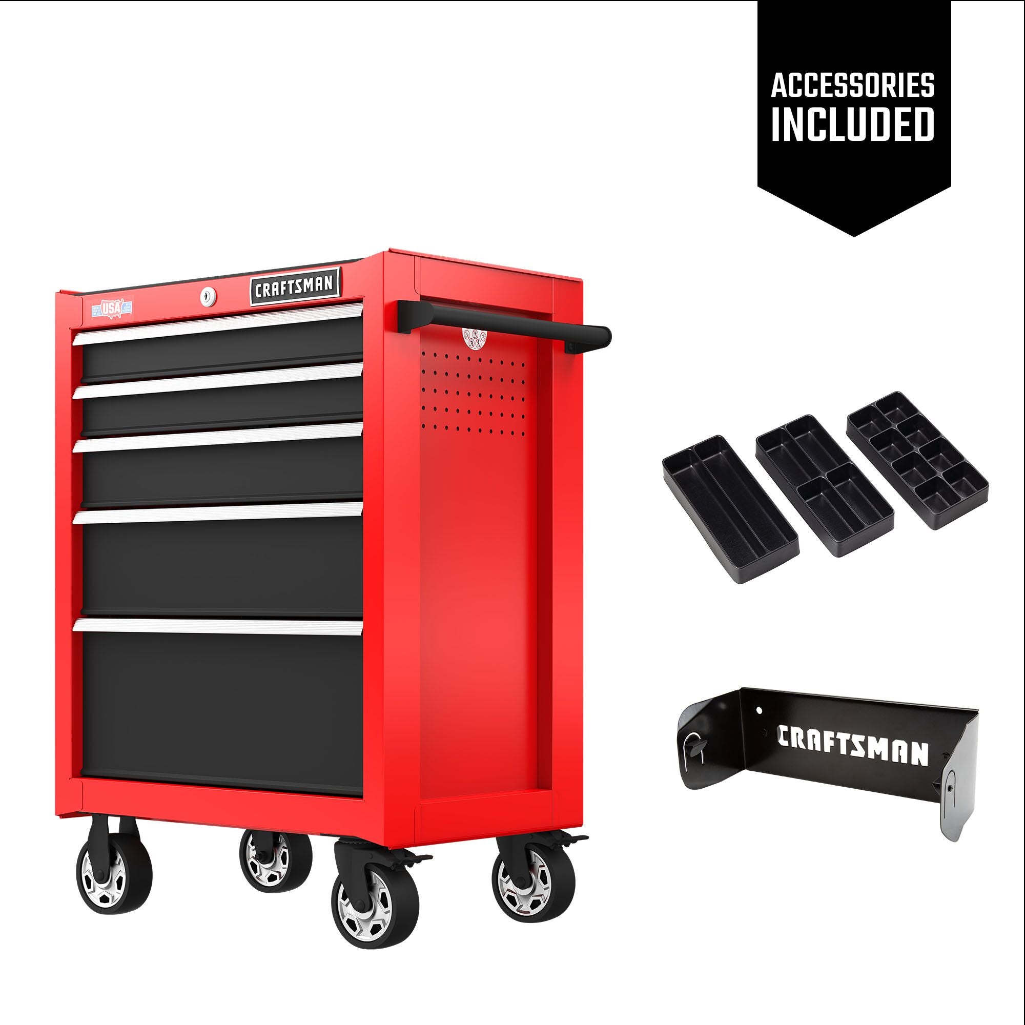 CRAFTSMAN Cabinets: Gloss Red with Gloss Black Drawers, 26.5” W x 18 ...