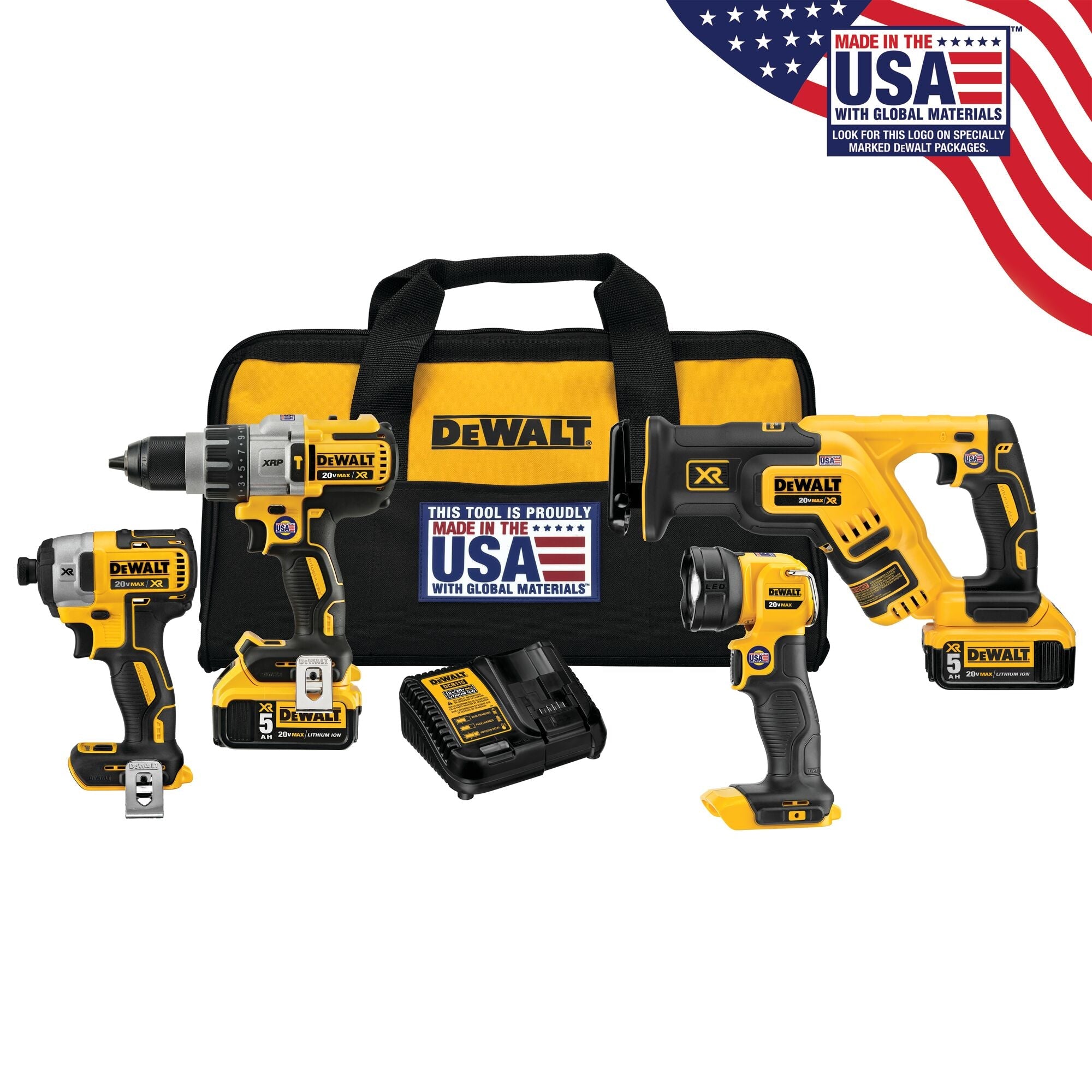 DEWALT 20V Max Xr Cordless Drill Combo Kit, 4-Tool | SBD Affinity